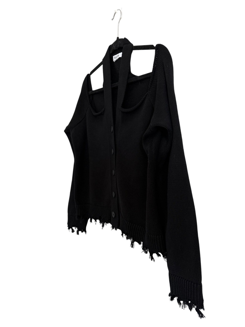 525 America Black Cutout Shoulder Button-Up Cardigan - Picture 2 of 4